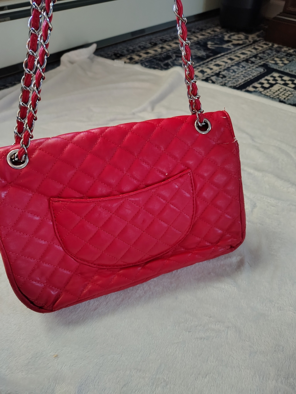 Red Quilted Shoulder Bag with Chain Strap Chanel Copy - Picture 2 of 8